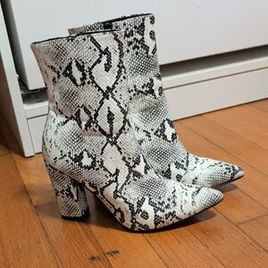 Snakeskin Patterned Ankle Boots